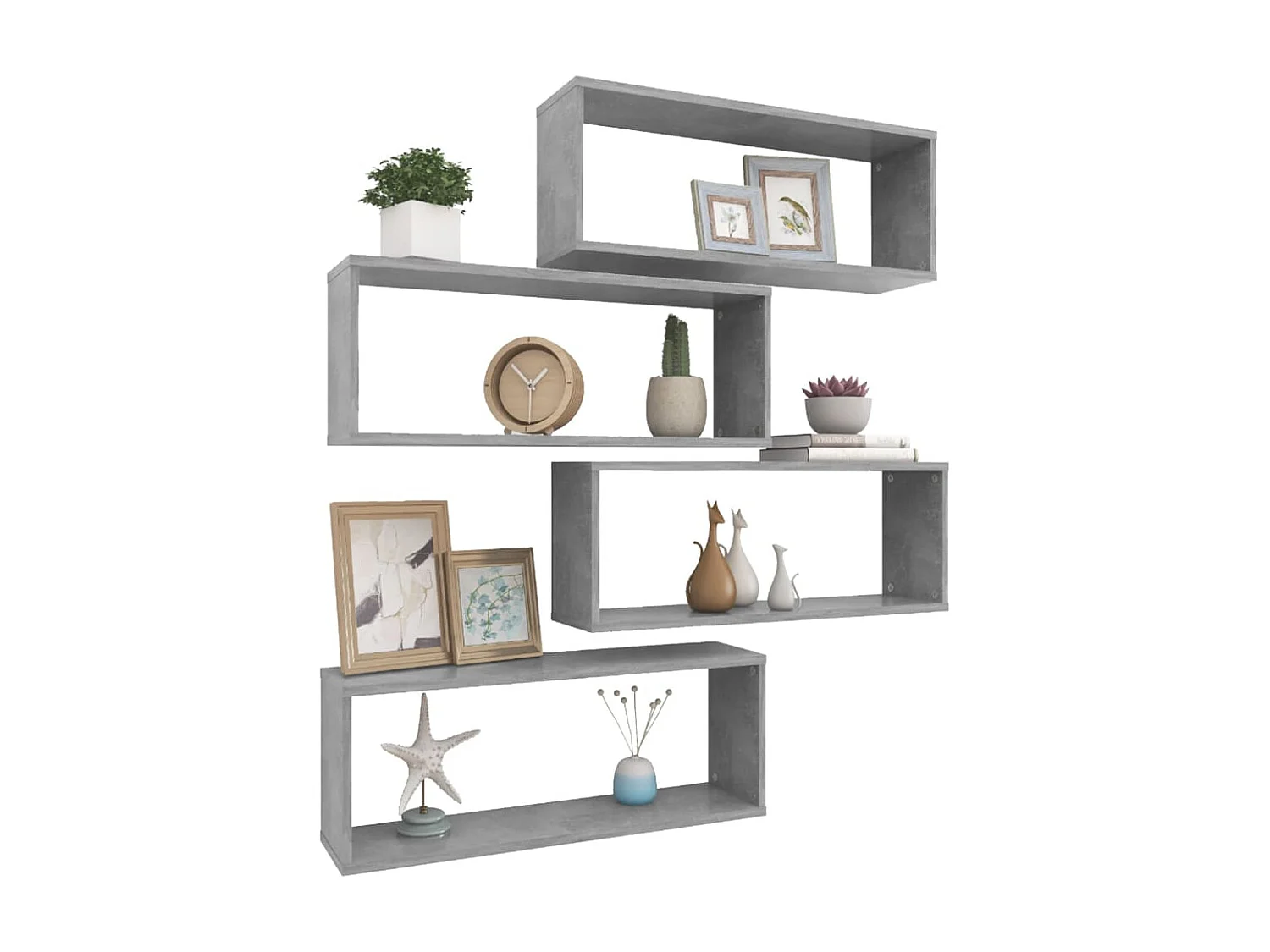 Étagères cube murales 4 pcs Gris béton 60x15x23 cm Aggloméré OFR76544 BonneVie Meuble