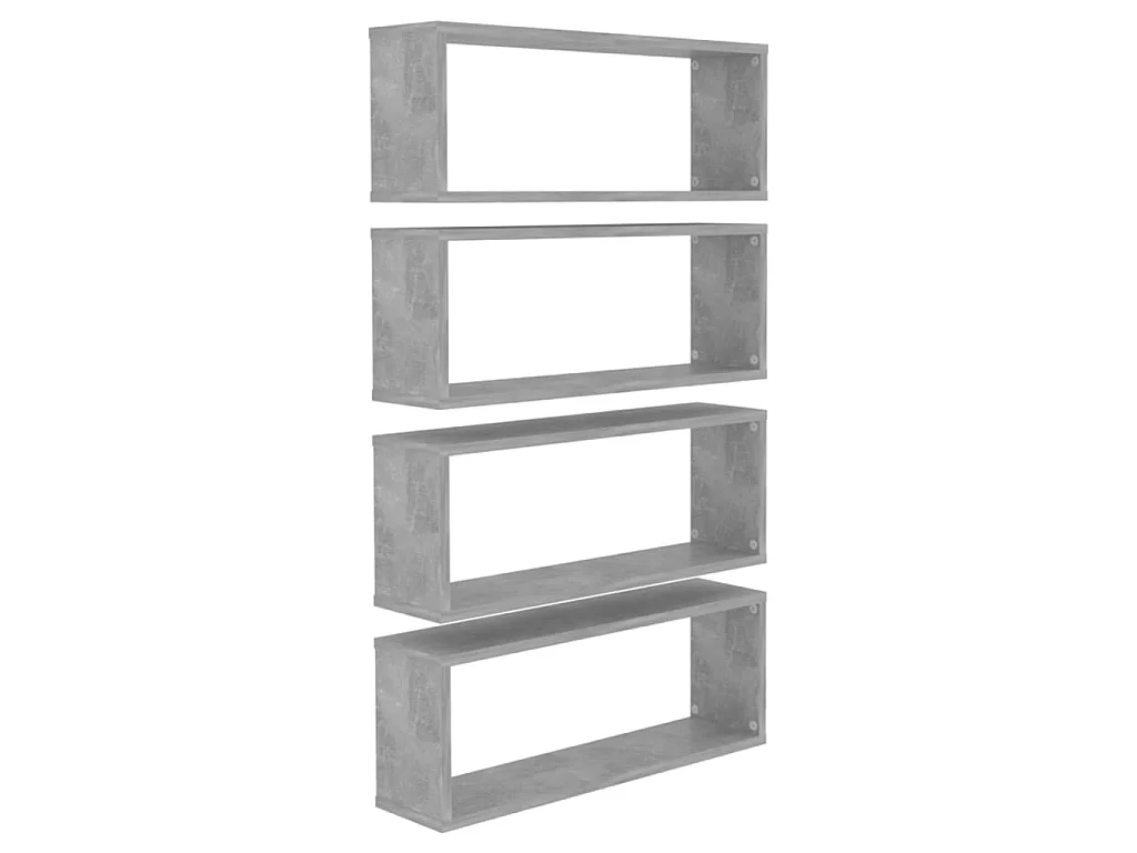 Étagères cube murales 4 pcs Gris béton 60x15x23 cm Aggloméré OFR76544 BonneVie Meuble