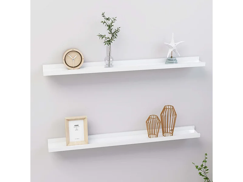 Prateleiras de parede 2 pcs 80x9x3 cm branco brilhante PT112035