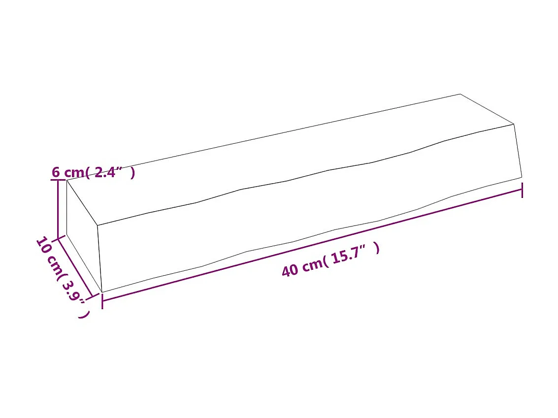 Étagère murale 40x10x6 cm bois de chêne massif non traité OFR65971 BonneVie Meuble