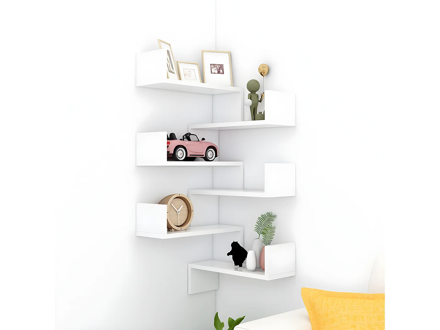 Étagère murale d'angle 2 pcs Blanc 40x40x50 cm Aggloméré OFR42767 BonneVie Meuble