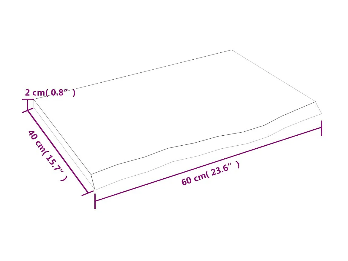 Estante de pared madera maciza de roble sin tratar 60x40x2 cm ES108643