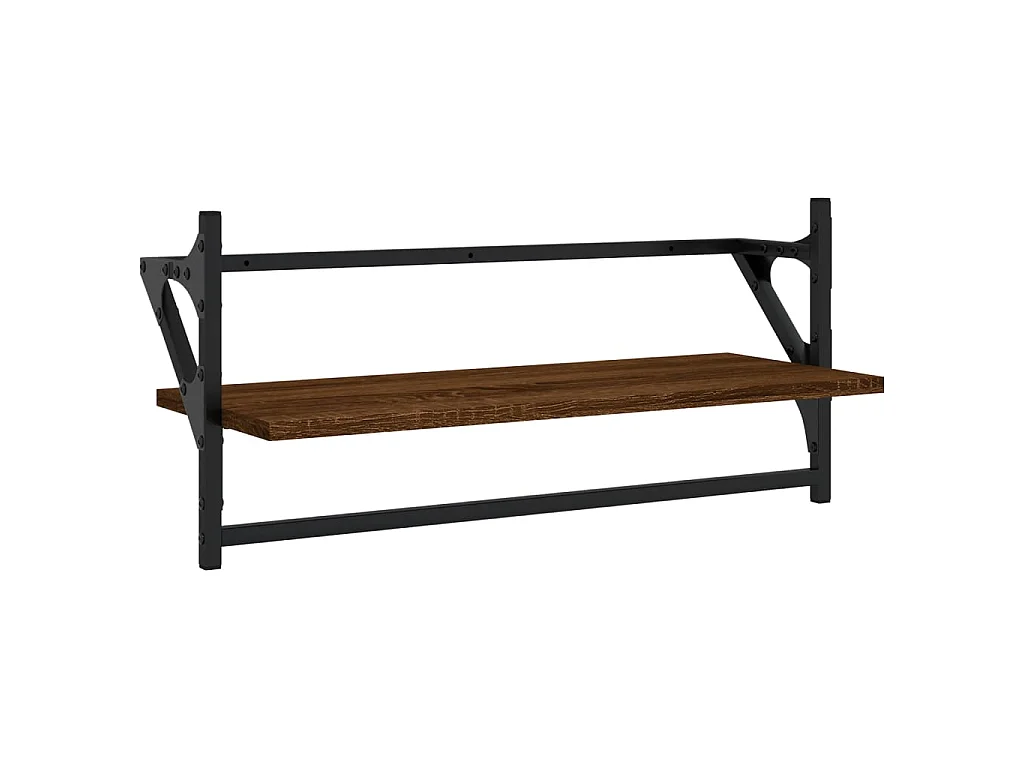 Ensemble d'étagères murales avec barres 4 pcs chêne marron OFR11054 BonneVie Meuble
