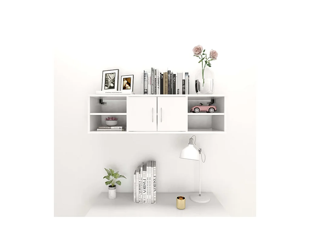 Estantería de pared madera contrachapada blanco 102x30x29 cm ES59031