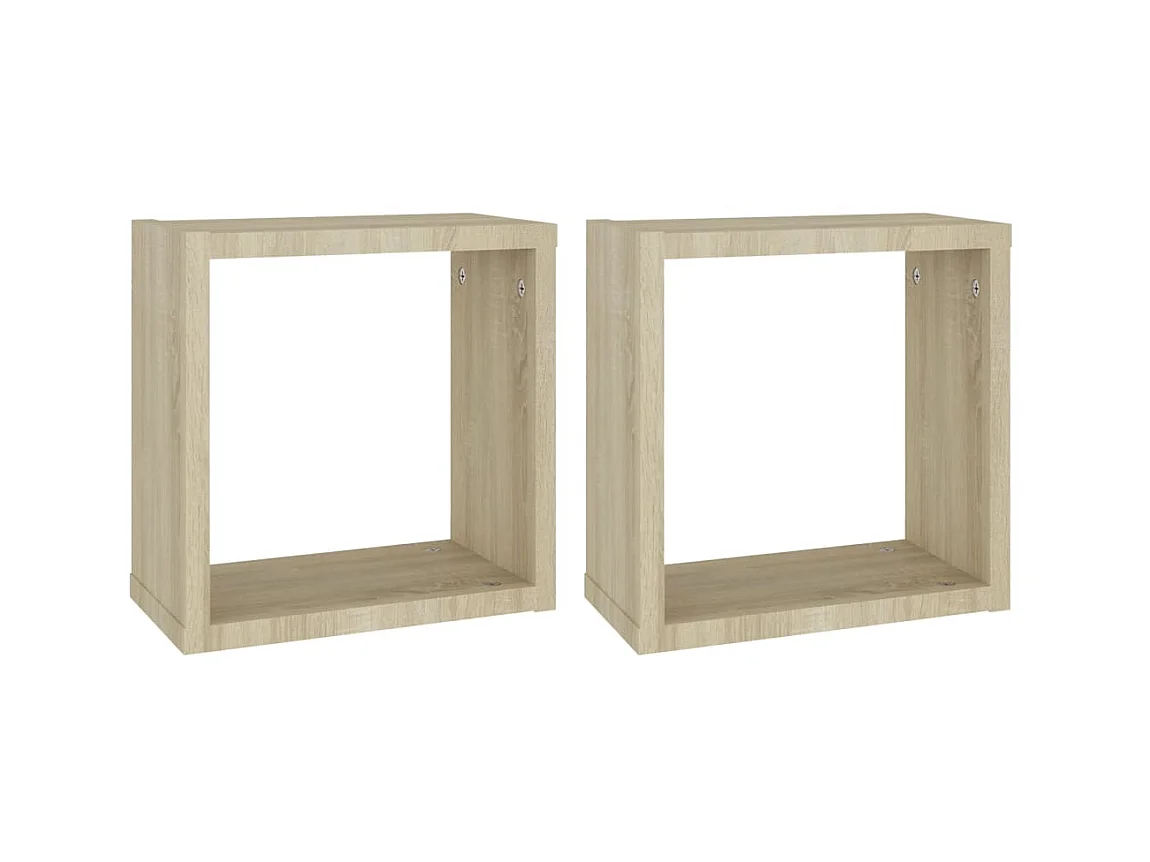 2 Pz Mensole a Cubo Rovere Sonoma 30x15x30 cm CFW31991