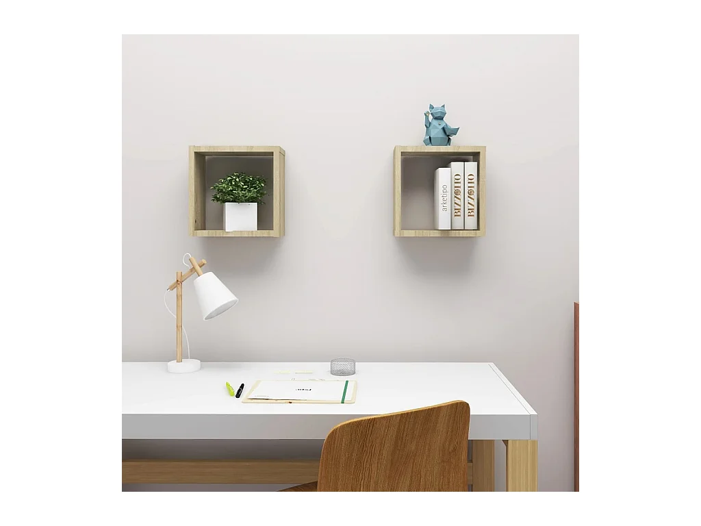 2 Pz Mensole a Cubo Rovere Sonoma 30x15x30 cm CFW31991