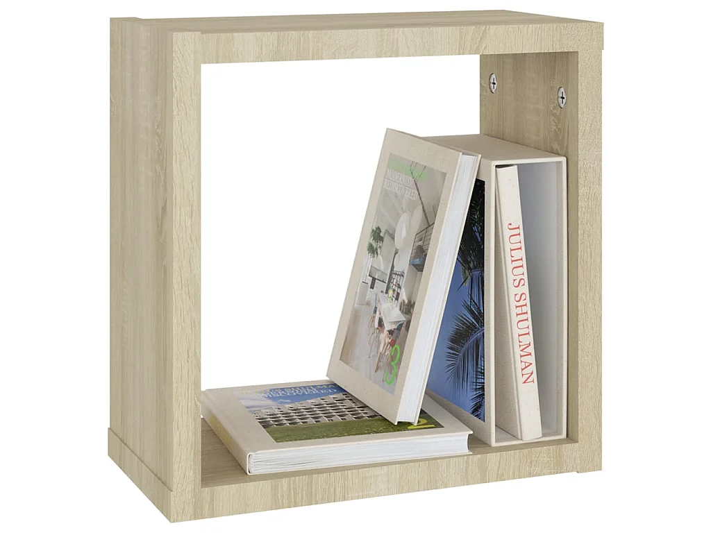 2 pcs Étagères murales cube Chêne sonoma 30x15x30 cm SDD42119 BonneVie Meuble
