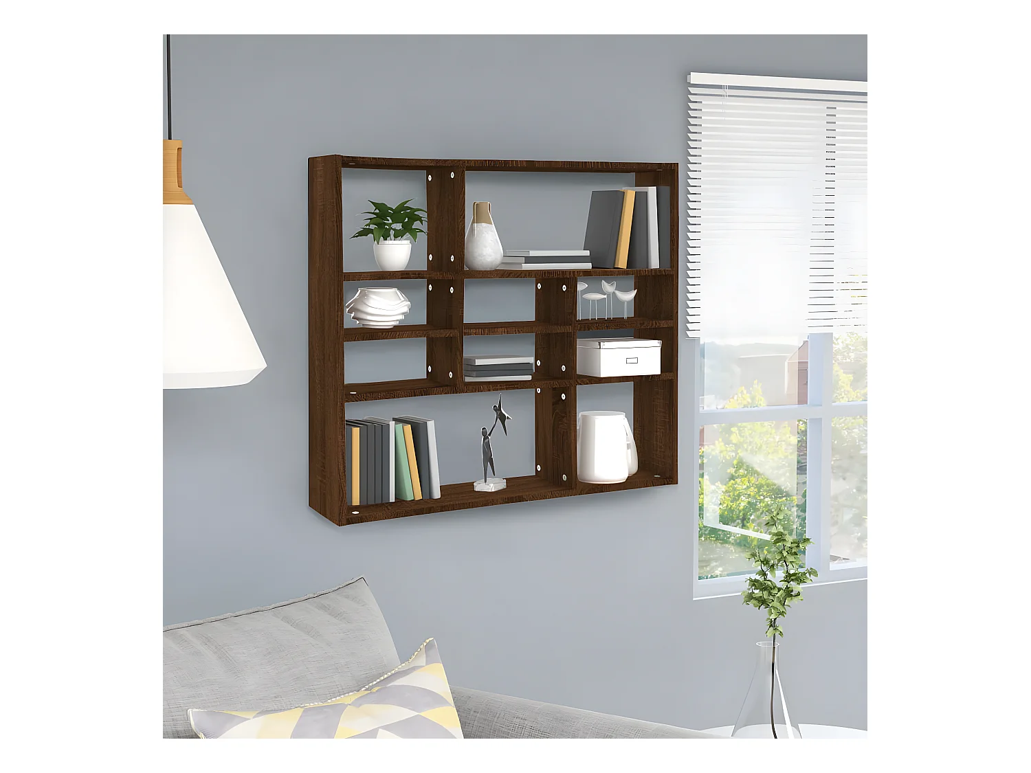 Étagère murale Chêne marron 90x16x78 cm Bois d'ingénierie OFR82741 BonneVie Meuble