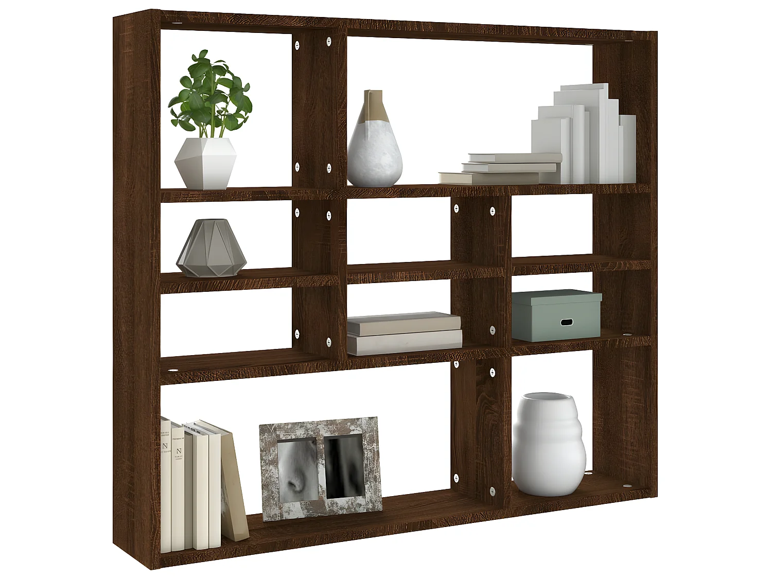 Étagère murale Chêne marron 90x16x78 cm Bois d'ingénierie OFR82741 BonneVie Meuble