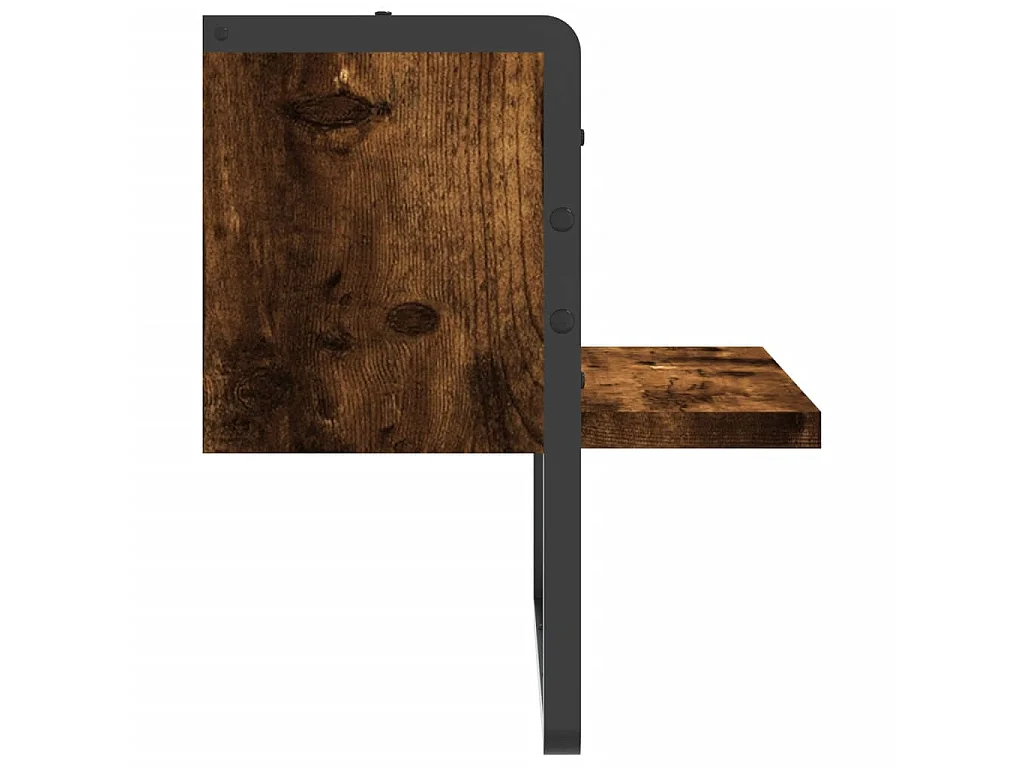 Étagère murale avec barre chêne fumé 30x25x30 cm OFR63840 BonneVie Meuble
