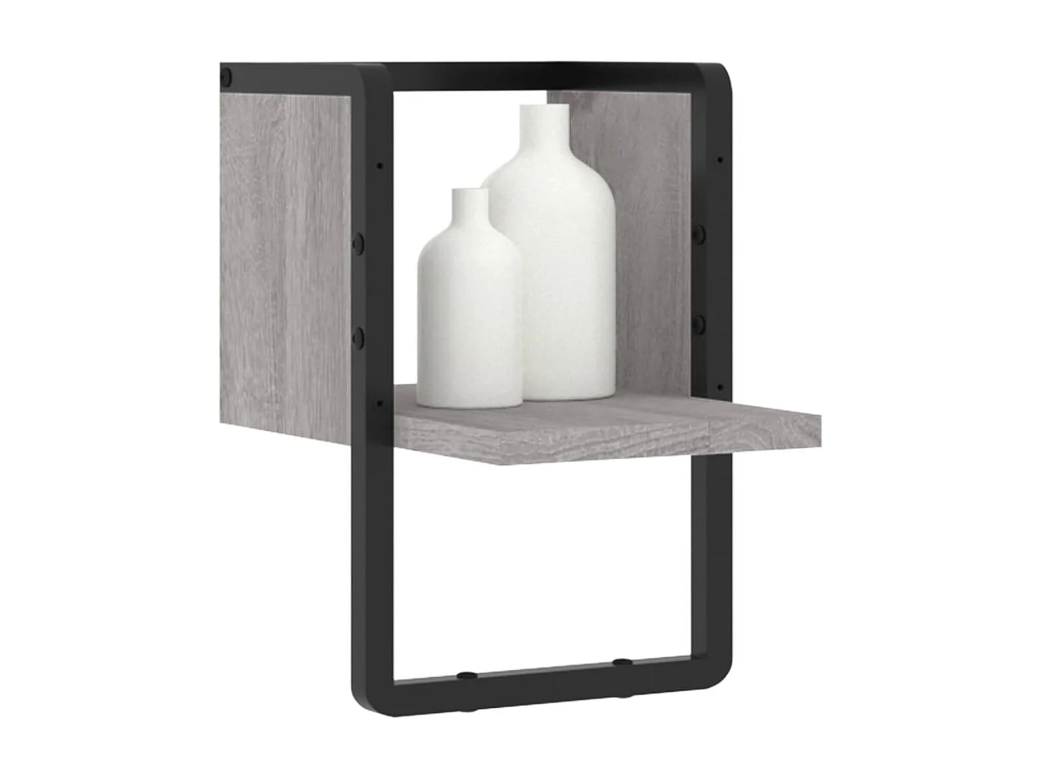 Étagère murale avec barre sonoma gris 20x25x30 cm OFR97154 BonneVie Meuble