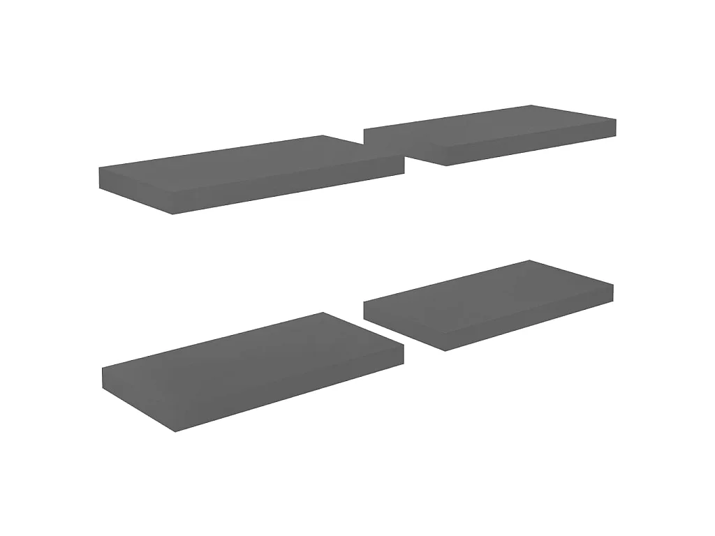 Étagère murale murale 4 pcs Gris brillant 50x23x3,8 cm MDF OFR45352 BonneVie Meuble