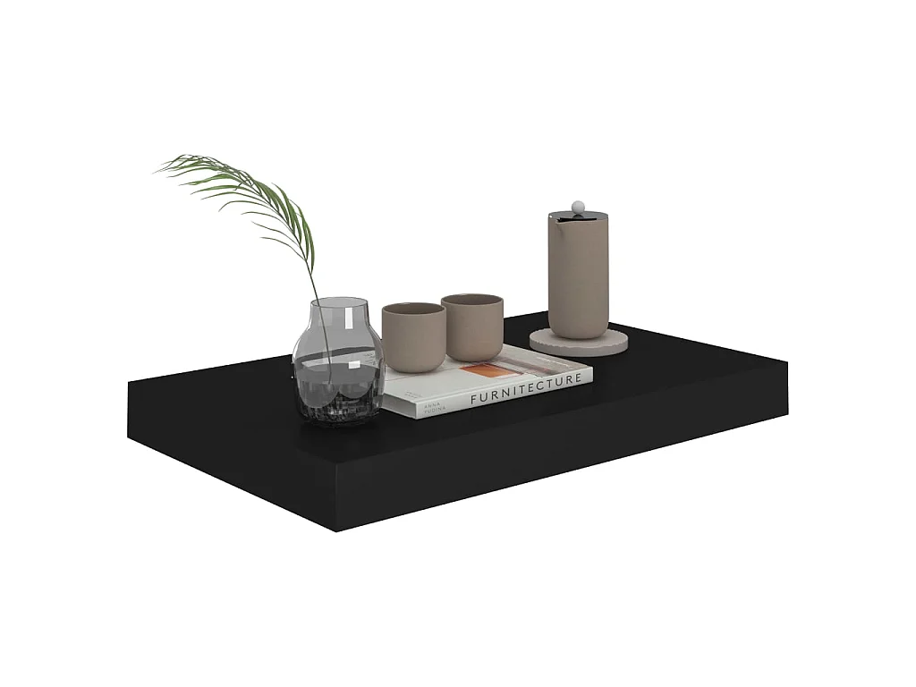Estantes de pared de pared 2 uds MDF negro 40x23x3,8 cm ES33886