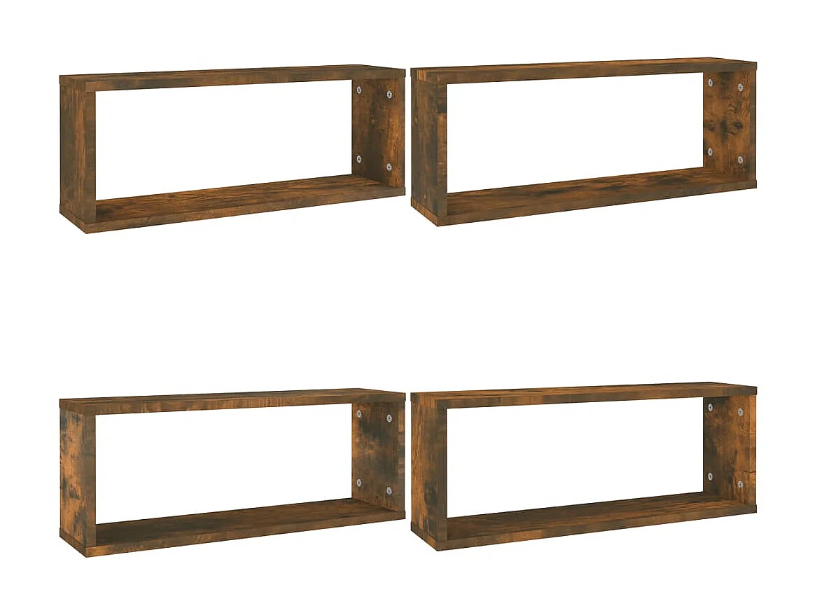 Étagères murales cube 4 pcs Chêne fumé 60x15x23 cm Bois OFR84271 BonneVie Meuble
