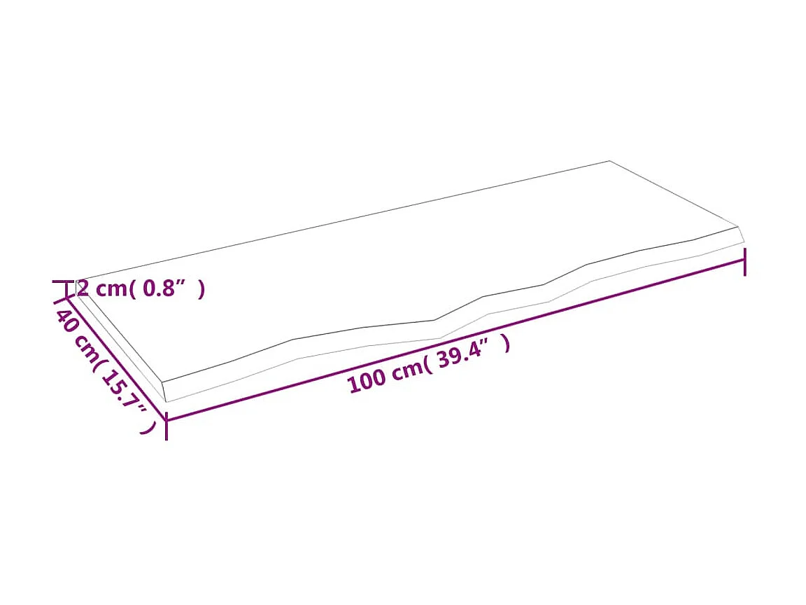 Étagère murale marron clair 100x40x2cm bois chêne massif traité OFR88027 BonneVie Meuble