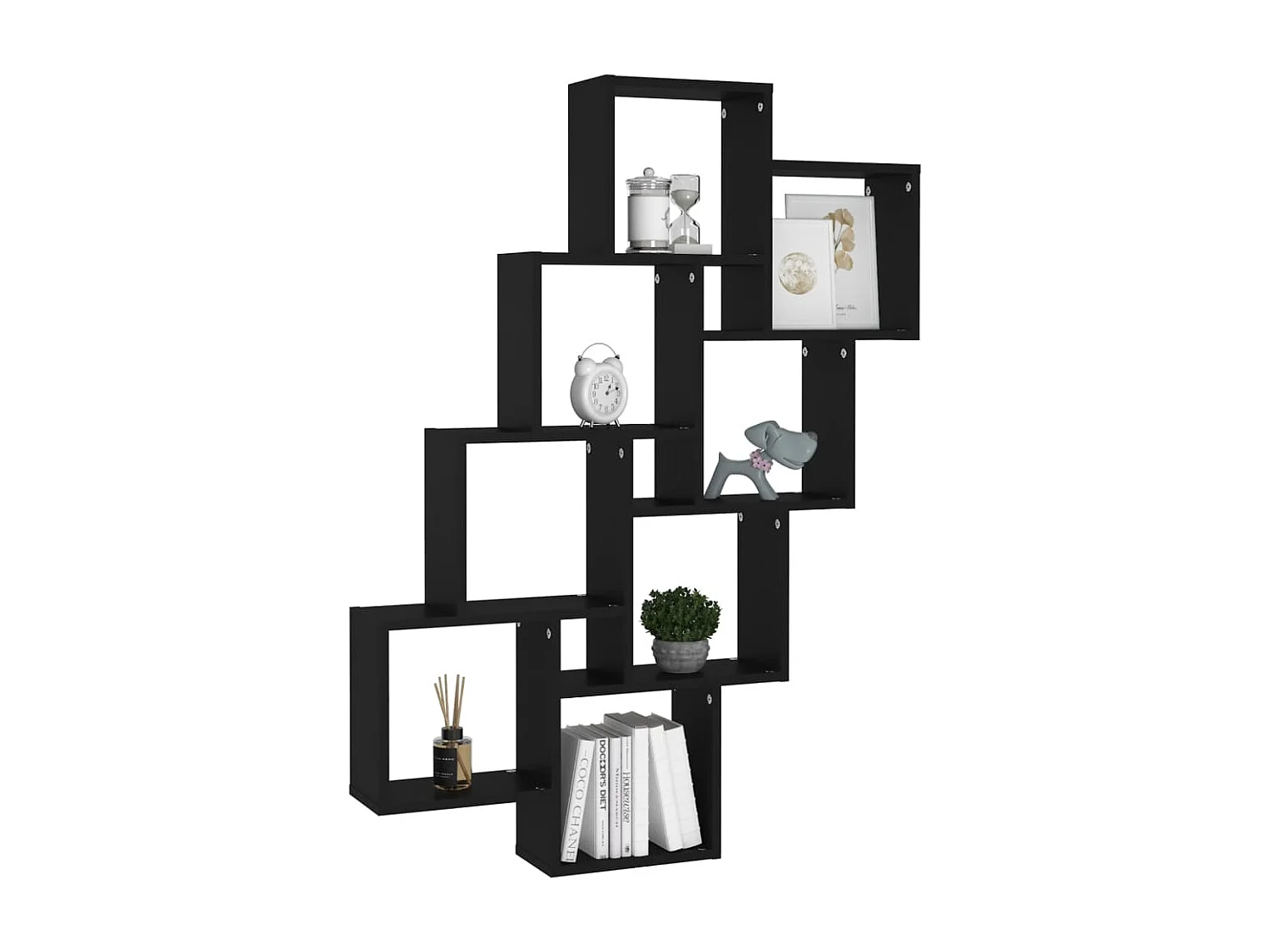 Étagère cube murale Noir 90x15x119 cm Aggloméré OFR16027 BonneVie Meuble