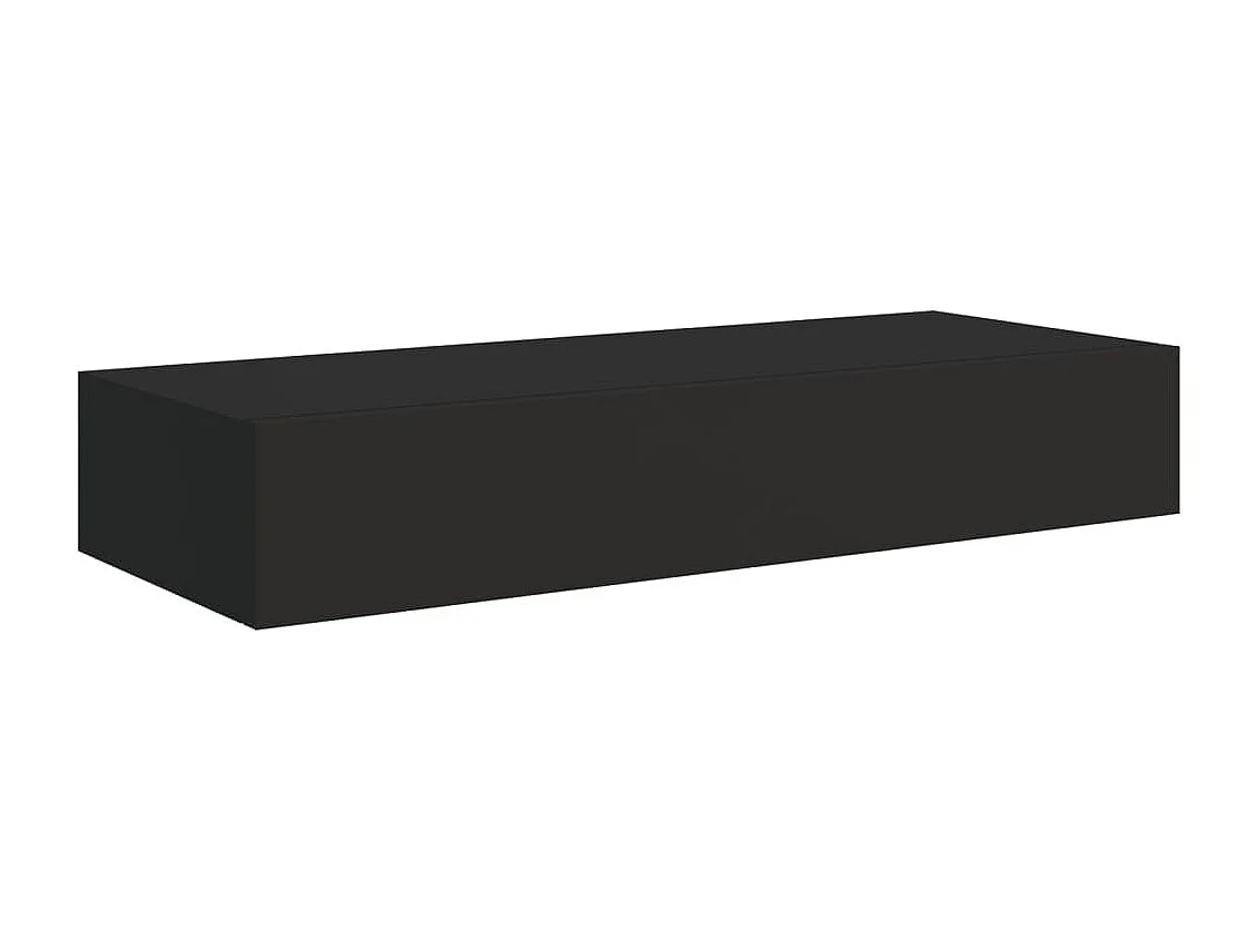 Estante con cajón de pared MDF negro 60x23,5x10 cm ES72746