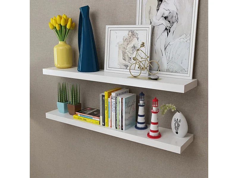 Prateleiras de parede para livros/DVD MDF branco PT809680