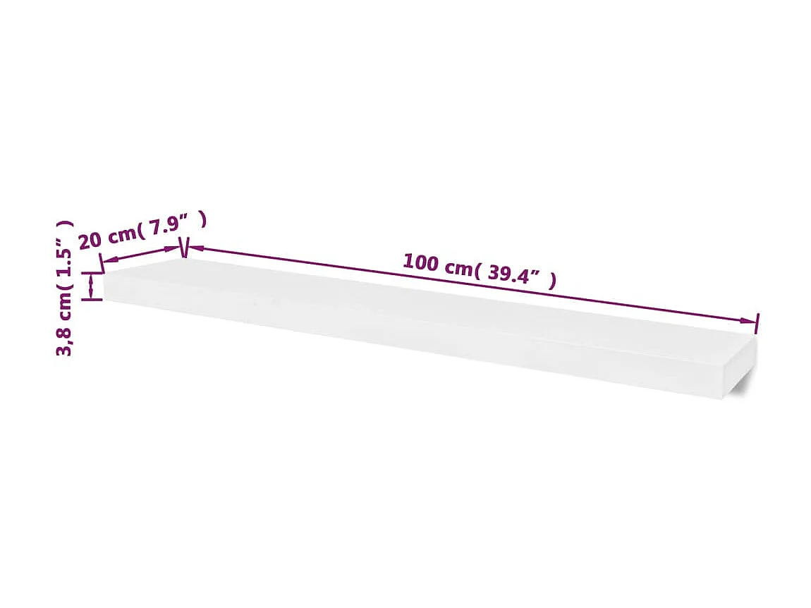 2 Étagères murales MDF Blanc Rangement de livres/DVD OFR42536 BonneVie Meuble