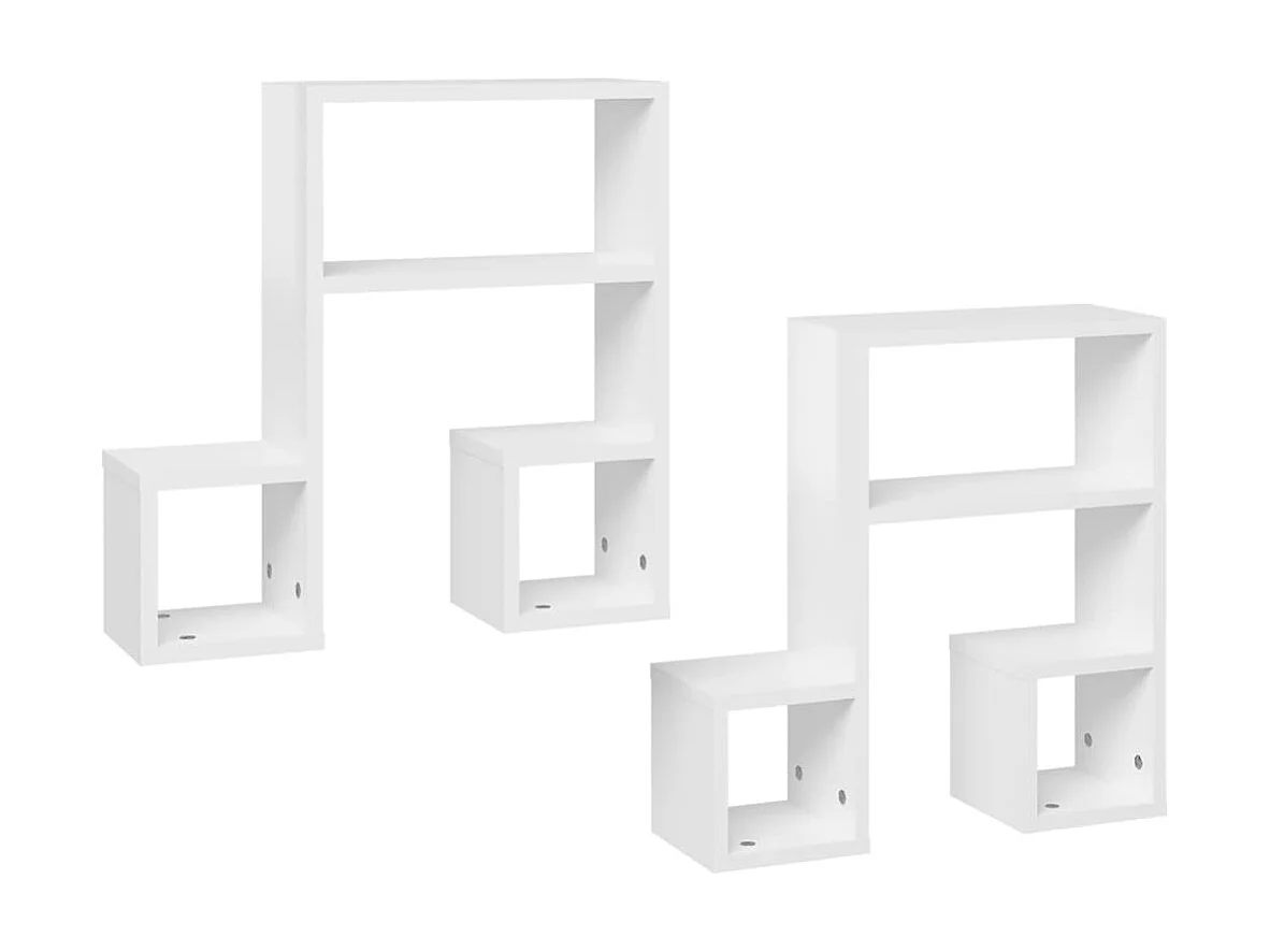 Étagères murales 2 pcs Blanc brillant 50x15x50 cm Aggloméré OFR77566 BonneVie Meuble
