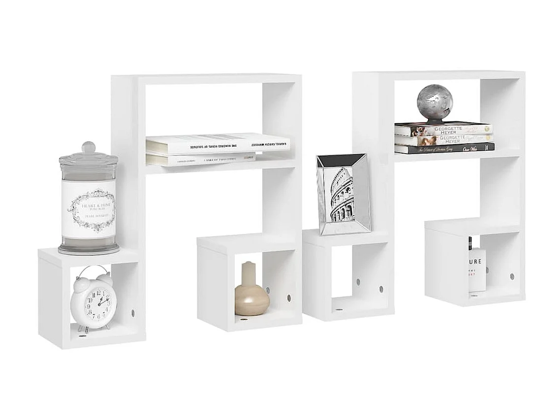 Étagères murales 2 pcs Blanc brillant 50x15x50 cm Aggloméré OFR77566 BonneVie Meuble