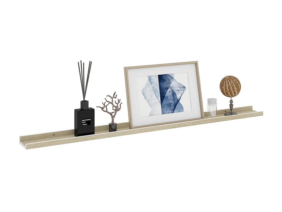 Étagères murales 2 pcs blanc et chêne sonoma 115x9x3 cm OFR69664 BonneVie Meuble