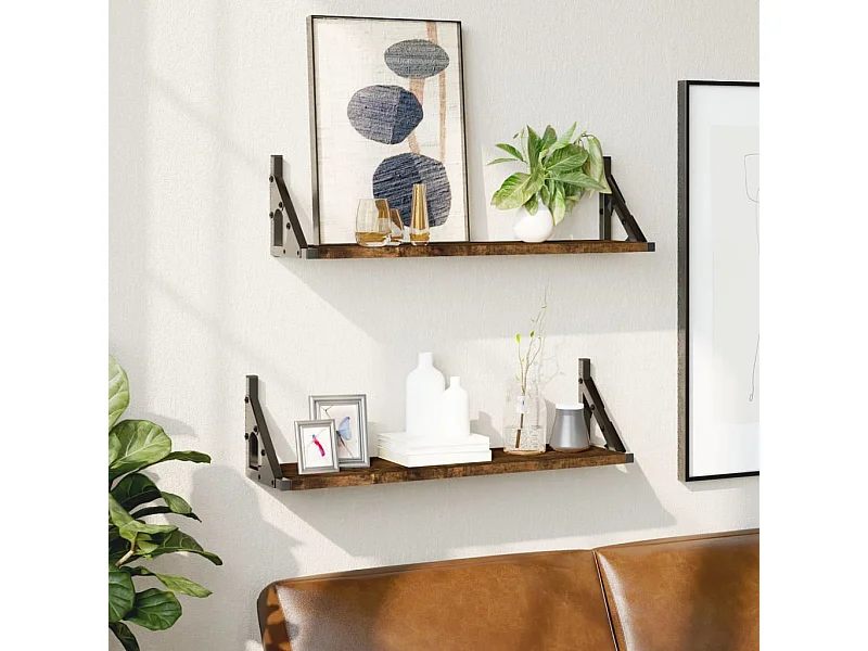 Estantes de pared 2 unidades roble ahumado 60x15x15,5 cm ES67990