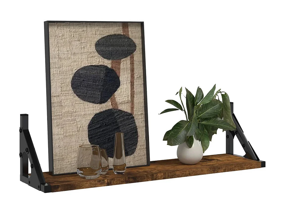 Étagères murales 2 pcs chêne fumé 60x15x15,5 cm OFR48831 BonneVie Meuble