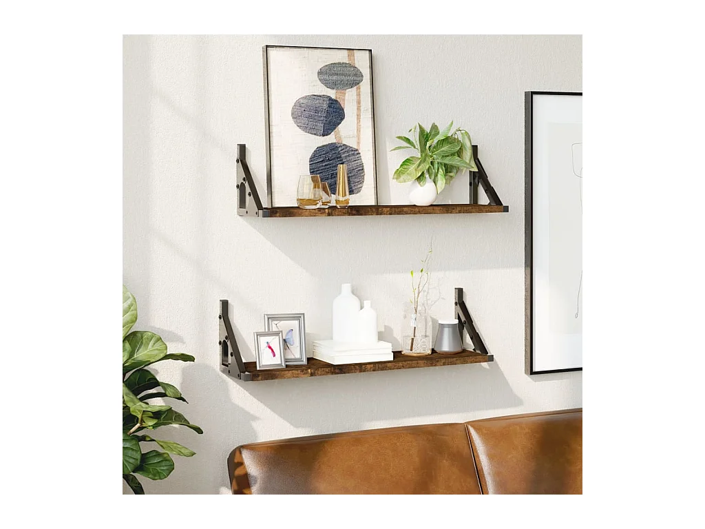 Estantes de pared 2 unidades roble ahumado 60x15x15,5 cm ES67990