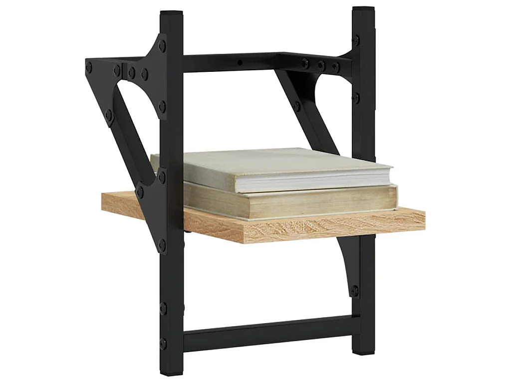 Wandschappen met stangen 2 st 20x25x30 cm sonoma eikenkleurig NL602654