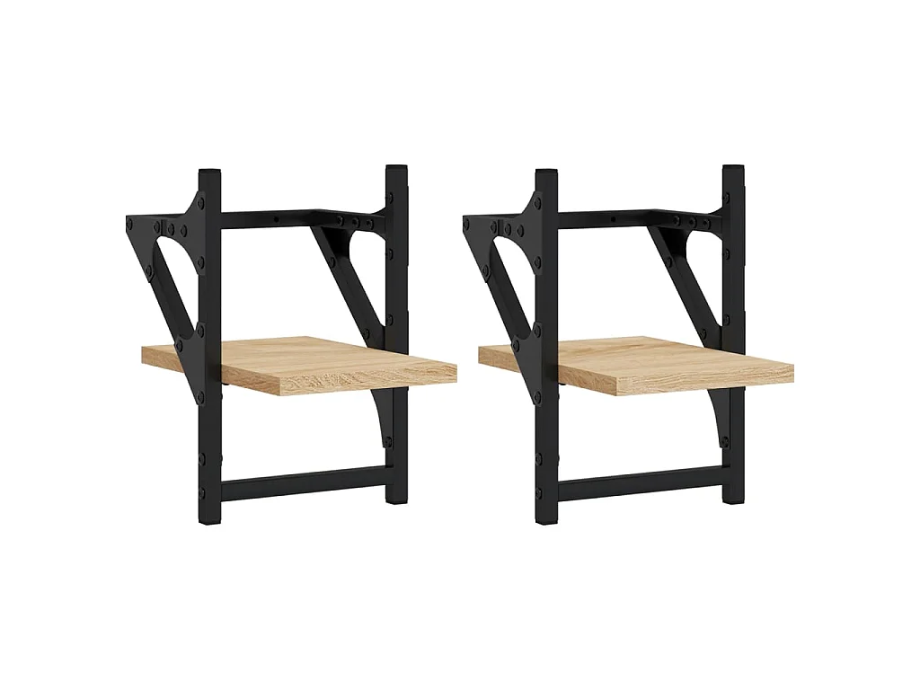 Étagères murales avec barres 2 pcs chêne sonoma 20x25x30 cm OFR20982 BonneVie Meuble