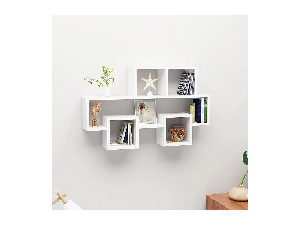 Étagère murale forme d'auto Blanc 82x15x51 cm Aggloméré OFR59580 BonneVie Meuble