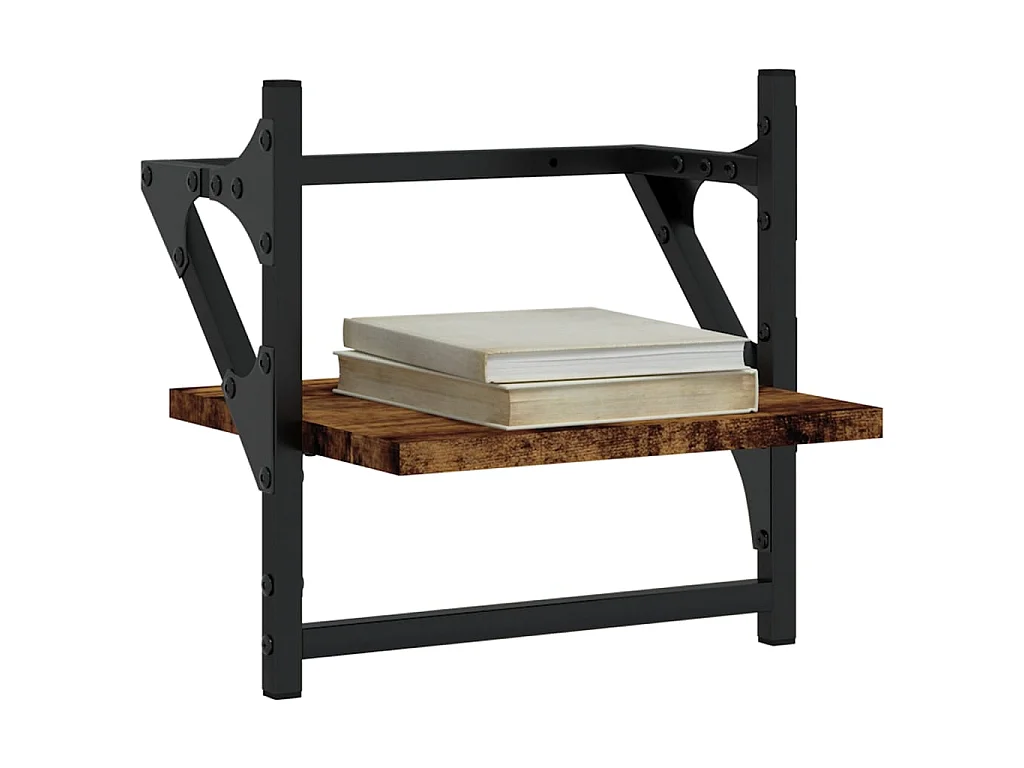 Estantes de pared con barras 2 uds roble ahumado 30x25x30 cm ES84269