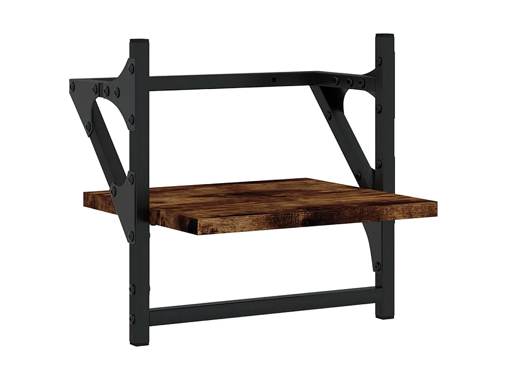 Étagères murales avec barres 2 pcs chêne fumé 30x25x30 cm OFR29737 BonneVie Meuble