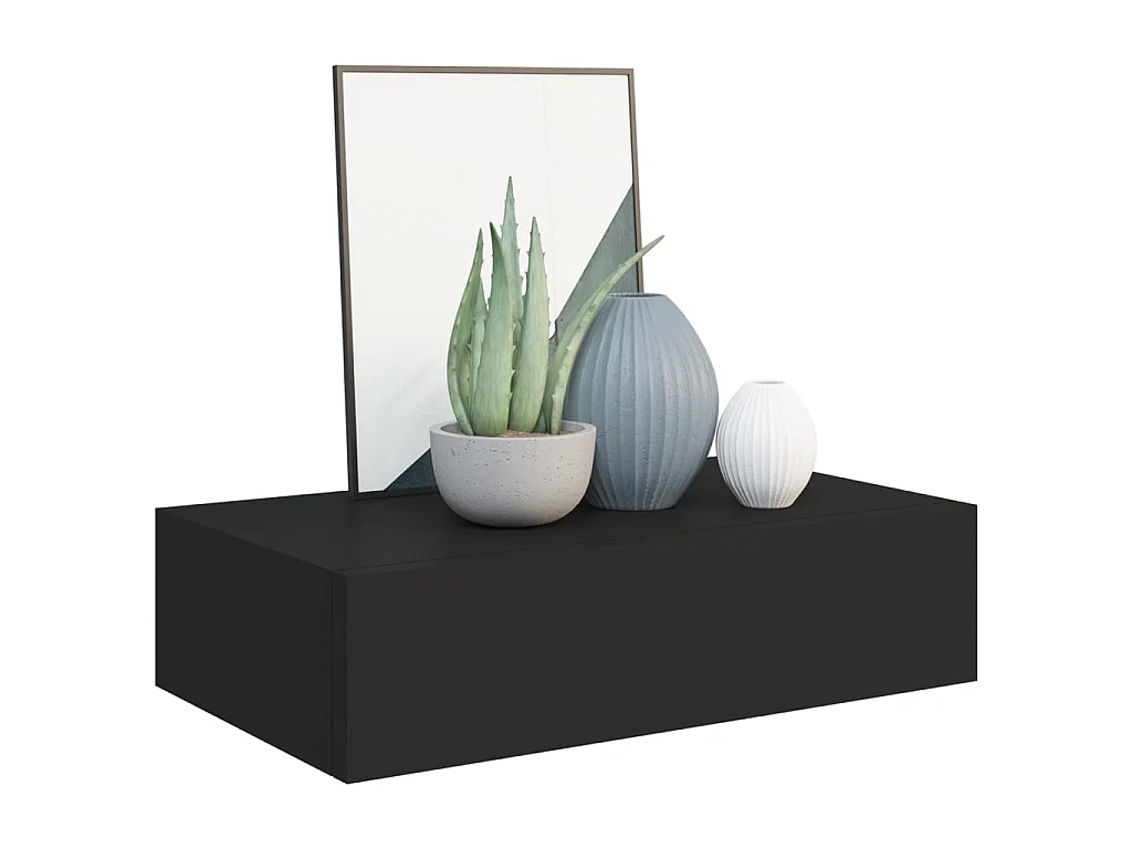 Étagères à tiroirs murales 2 pcs noir 40x23,5x10 cm MDF OFR59147 BonneVie Meuble