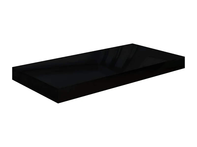 Estante de pared de pared negro brillante MDF 50x23x3,8 cm ES56610
