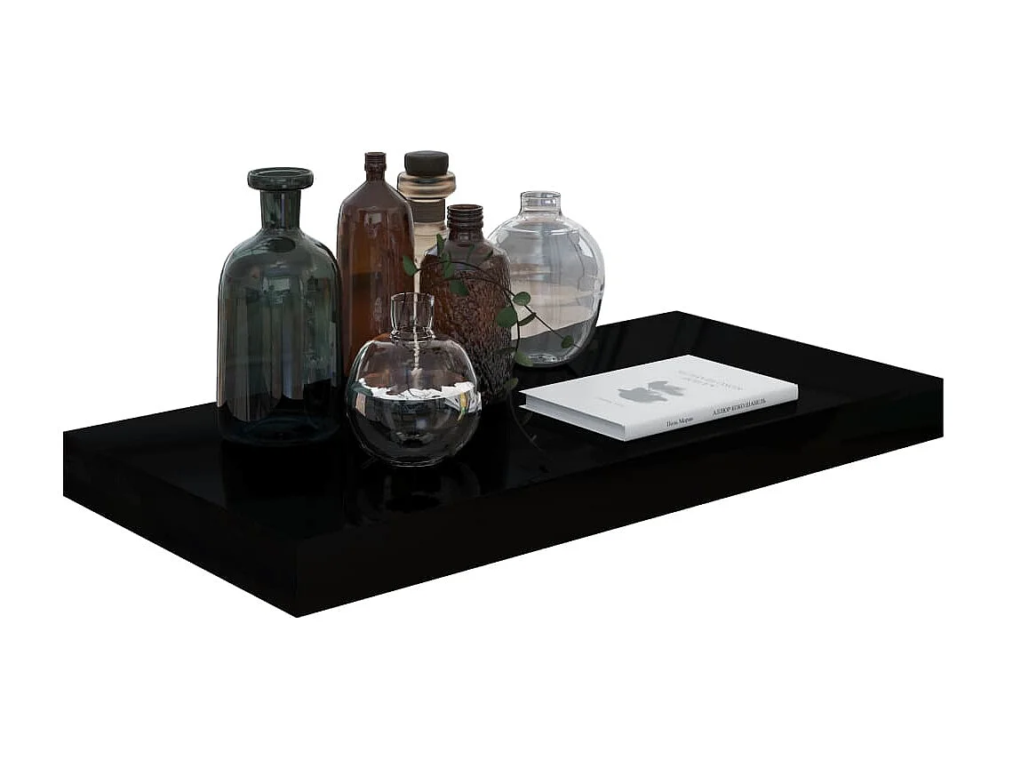 Étagère murale murale Noir brillant 50x23x3,8 cm MDF OFR40007 BonneVie Meuble