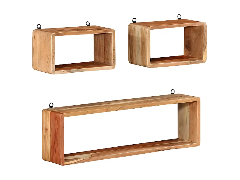 Ensemble d'étagères murales cube 3 pcs Bois d'acacia solide OFR66768 BonneVie Meuble