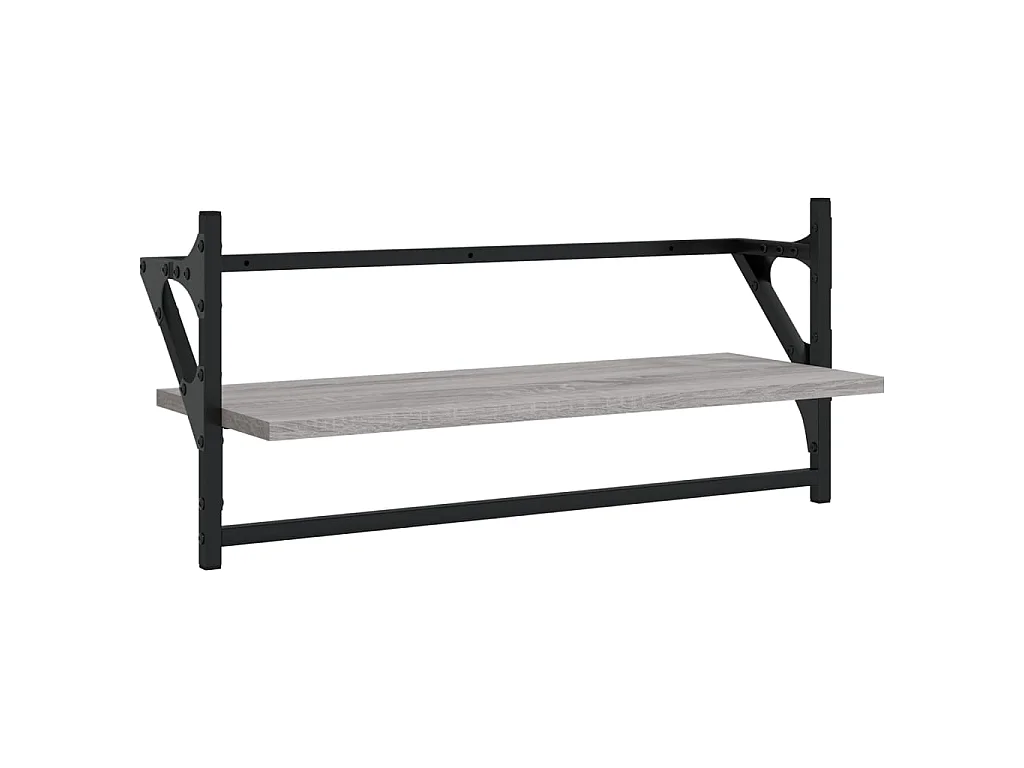 Ensemble d'étagères murales avec barres 4 pcs sonoma gris OFR20437 BonneVie Meuble
