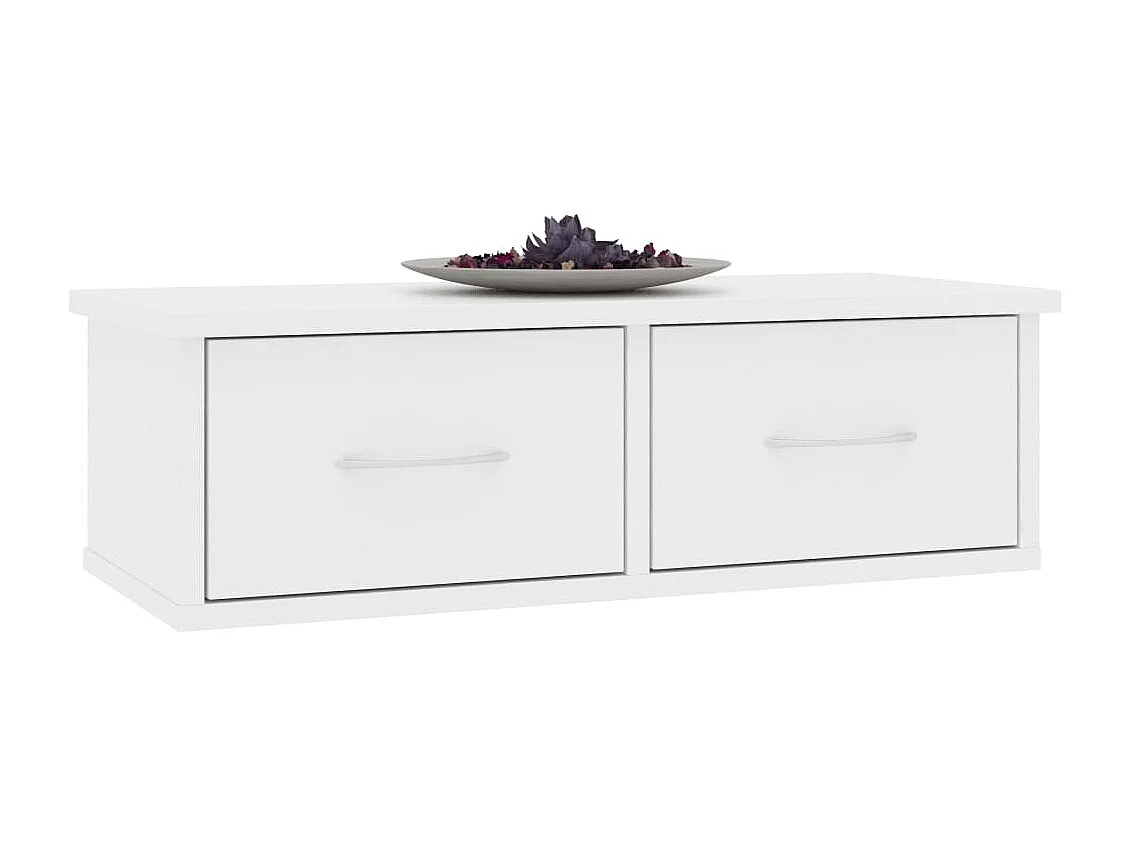 Étagère murale et tiroirs Blanc 60x26x18,5 cm Bois d'ingénierie OFR64230 BonneVie Meuble