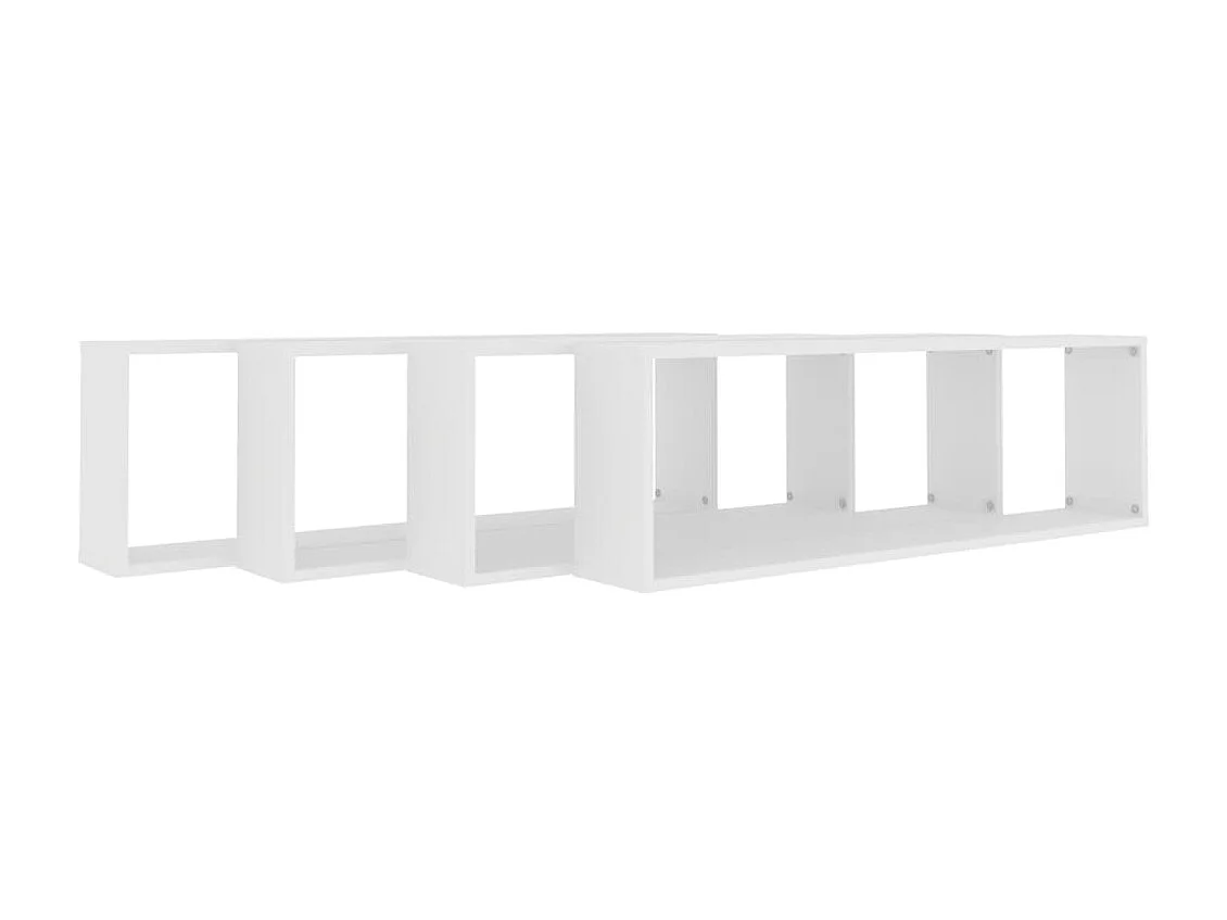 Étagères cube murales 4 pcs Blanc 100x15x30 cm Aggloméré OFR36400 BonneVie Meuble
