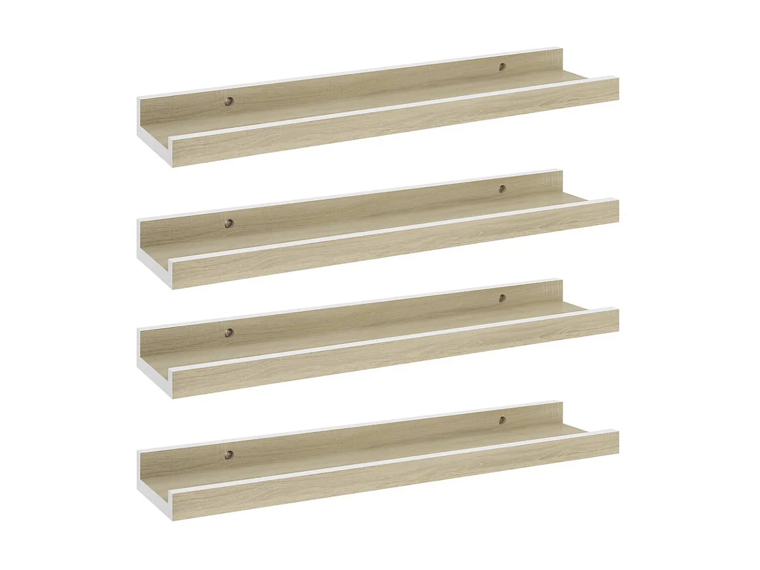 Étagères murales 4 pcs blanc et chêne sonoma 40x9x3 cm OFR19966 BonneVie Meuble