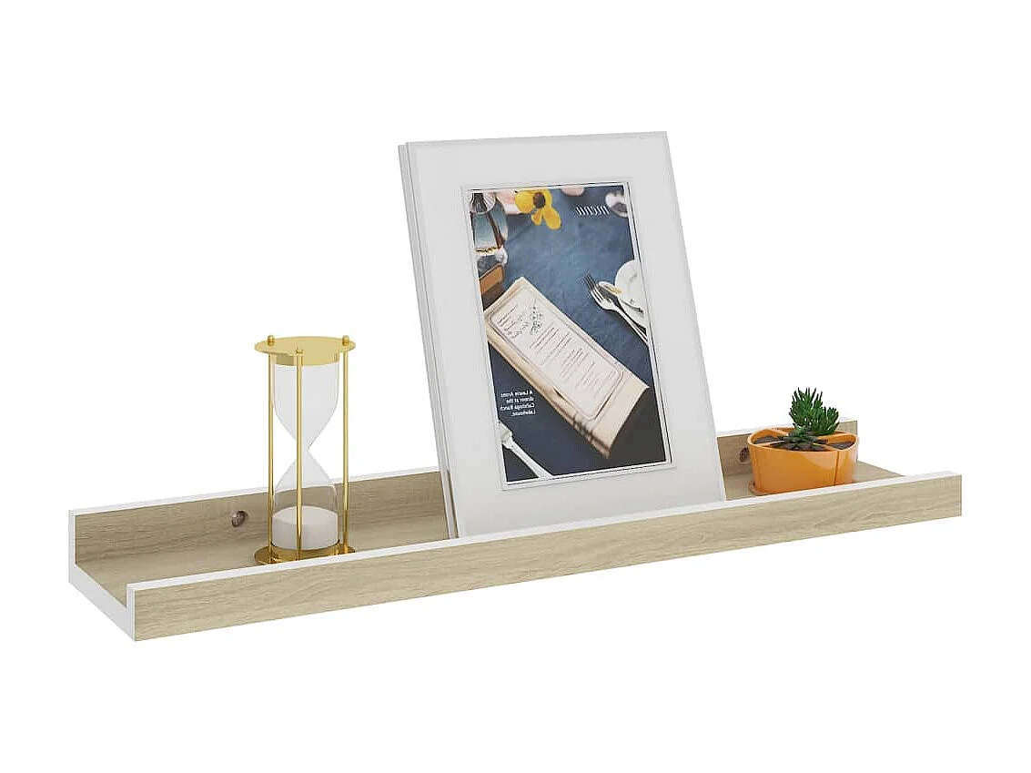 Prateleiras de parede 4 pcs 40x9x3 cm branco e carvalho sonoma PT956323