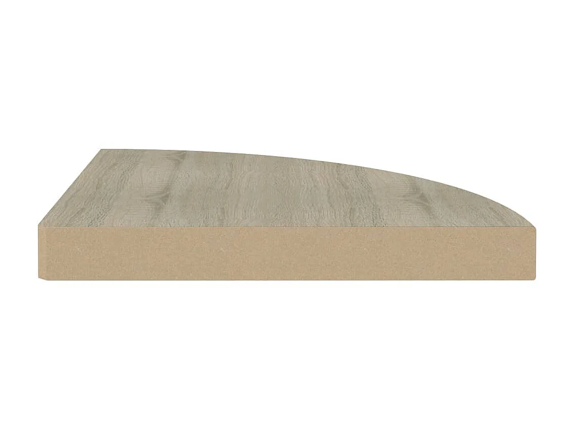 Étagère d'angle murale chêne 35x35x3,8 cm MDF OFR17277 BonneVie Meuble