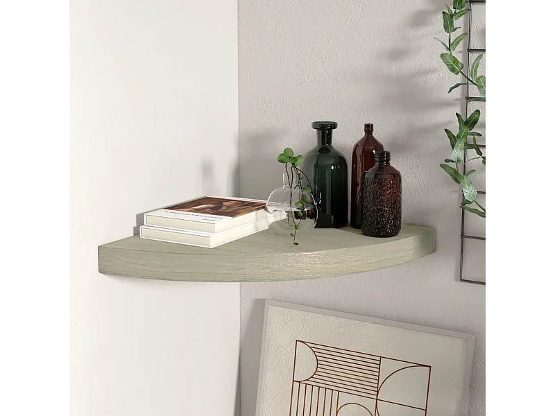 Étagère d'angle murale chêne 35x35x3,8 cm MDF OFR17277 BonneVie Meuble