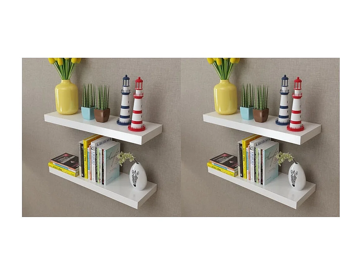 Étagères murales 4 pcs Blanc 60 cm OFR34503 BonneVie Meuble