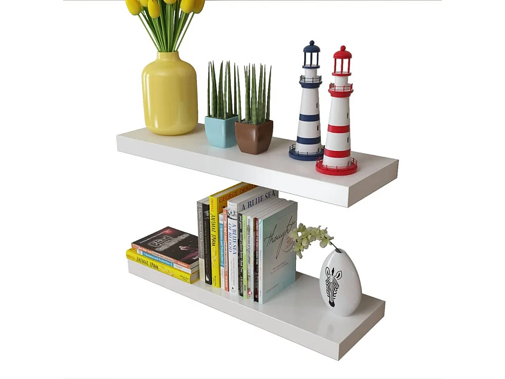 Étagères murales 4 pcs Blanc 60 cm OFR34503 BonneVie Meuble