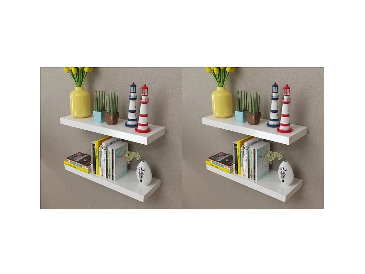 Étagères murales 4 pcs Blanc 60 cm OFR34503 BonneVie Meuble
