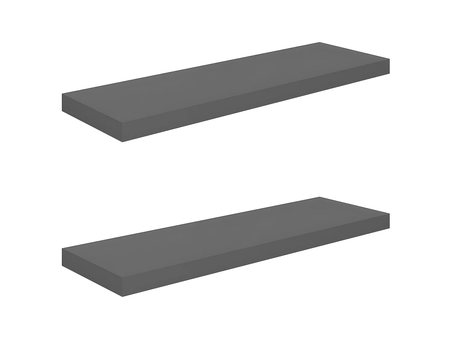 Étagère murale murale 2 pcs Gris brillant 80x23,5x3,8 cm MDF OFR96941 BonneVie Meuble