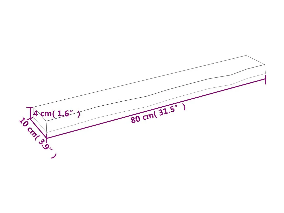 Étagère murale 80x10x4 cm bois de chêne massif non traité OFR61587 BonneVie Meuble